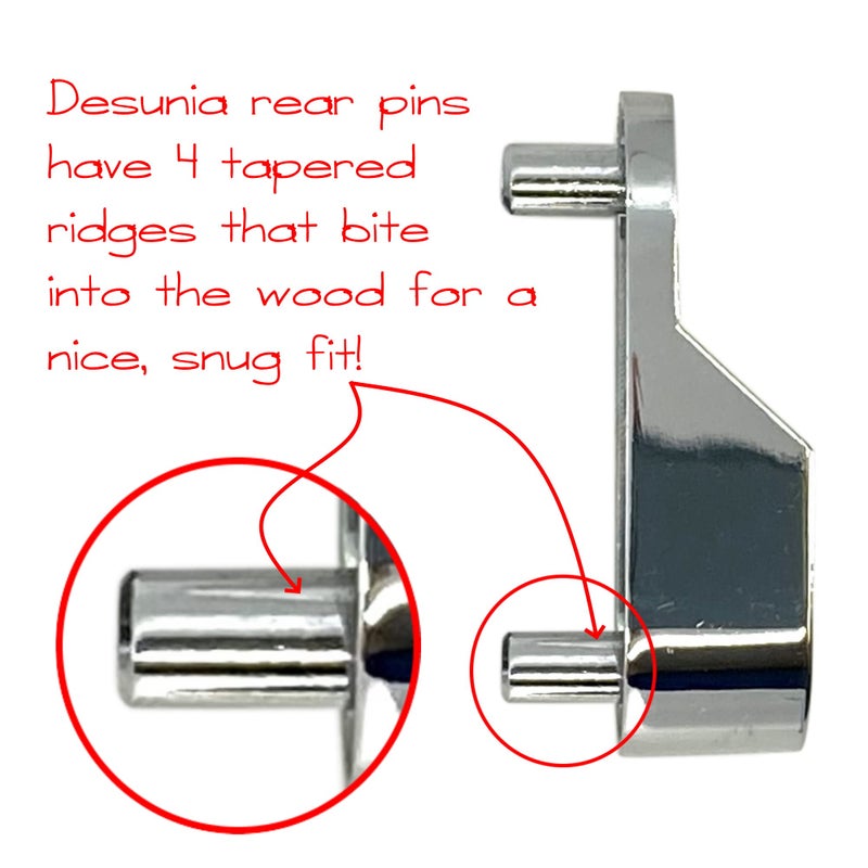 Desunia Oval Closet Rod End Brackets w/Rear Facing 5mm Pins | 15mm x 30mm | Polished Chrome | 1 Pair - Image 2